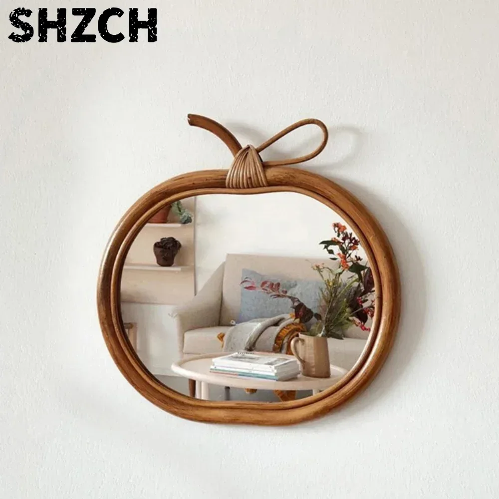 Rattan Mirror Round - Cermin Rias Bulat Rotan Alami Dekorasi