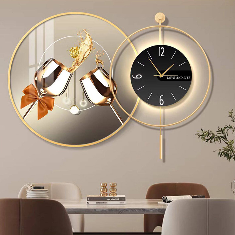 Interior Design Vintage Modern - Jam Dinding Seni LED Mewah Vintage