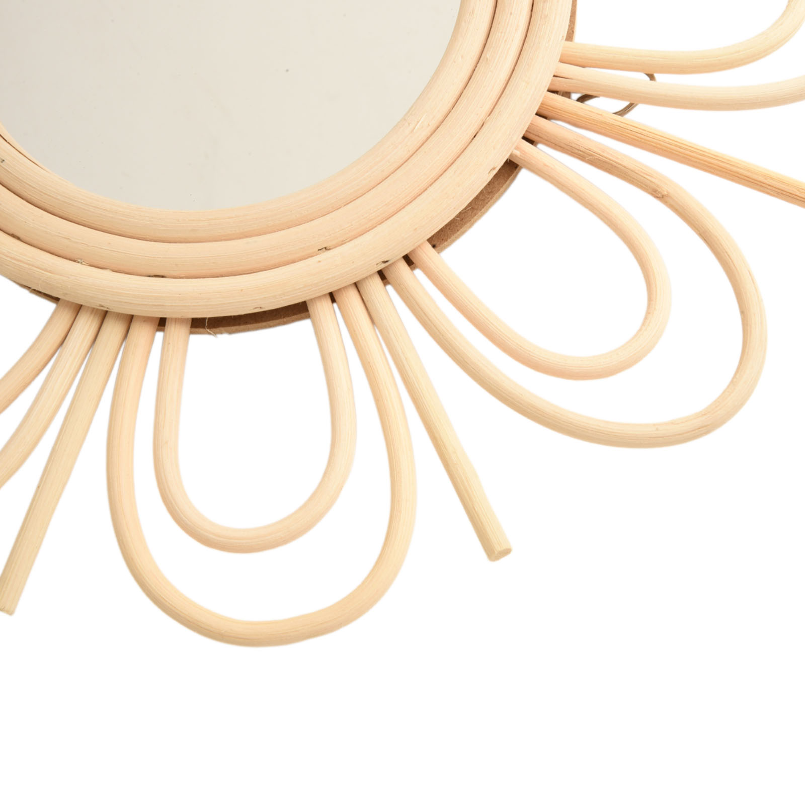 Rattan Mirror Round - Cermin Gantung Rotan Bohemian dengan Motif