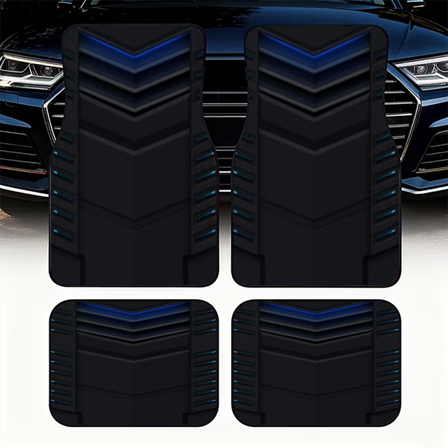 Interior Design Tech - 4pcs Karpet Mobil, Desain Futuristik Gelap,