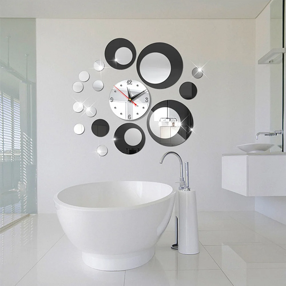 Rattan Mirror Round - Jam dinding cermin bulat 3D akrilik,