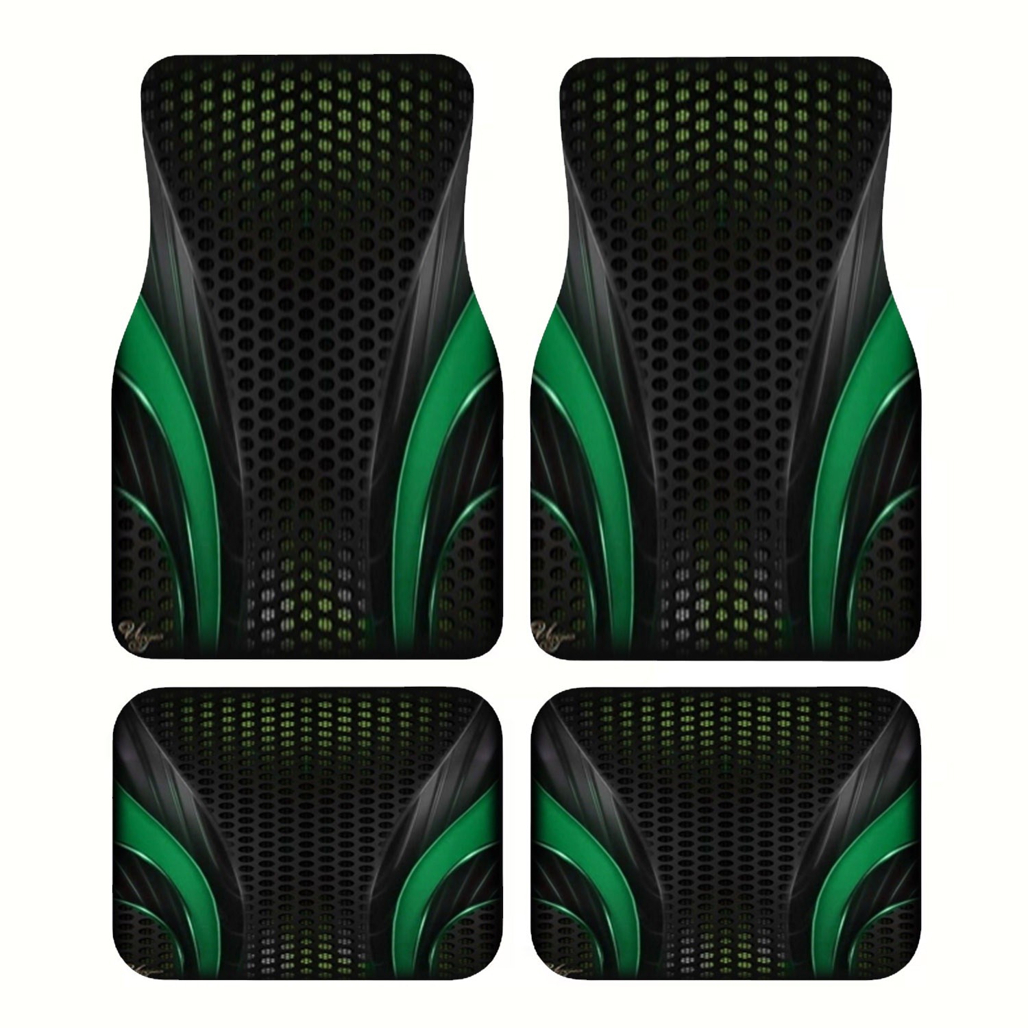 Interior Design Tech - 4pcs Karpet Mobil Futuristik Hijau Hitam,