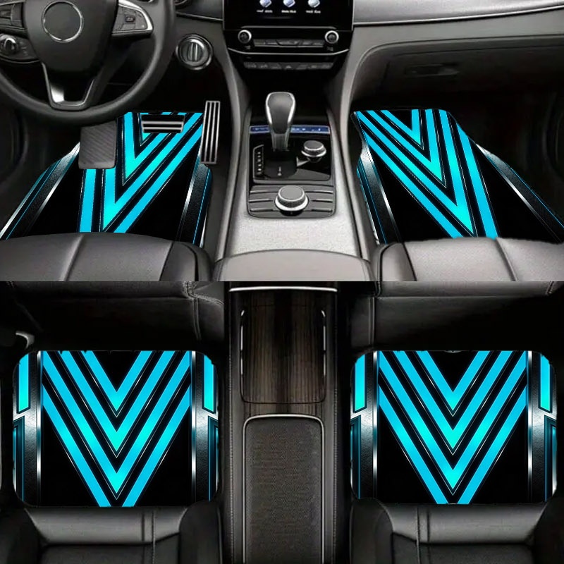 Interior Design Tech - 5pcs Karpet Mobil, Pola Biru Futuristik