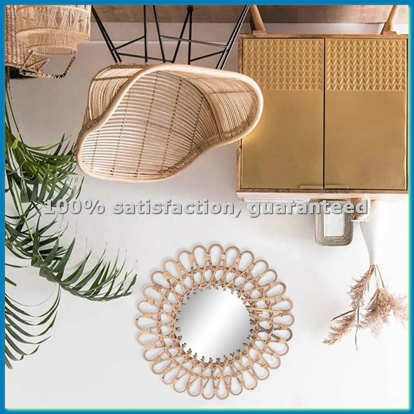 Cermin Dinding Rotan Nordik 40 - Rattan Mirror Round ulasan dan harga