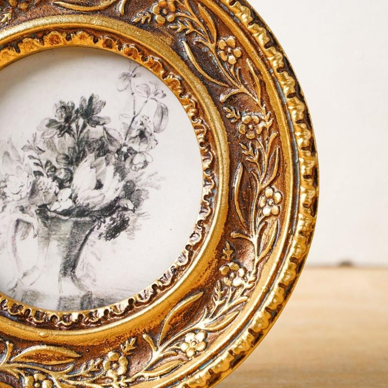 Bingkai Foto Bulat Emas Perung - Rattan Mirror Round ulasan dan harga