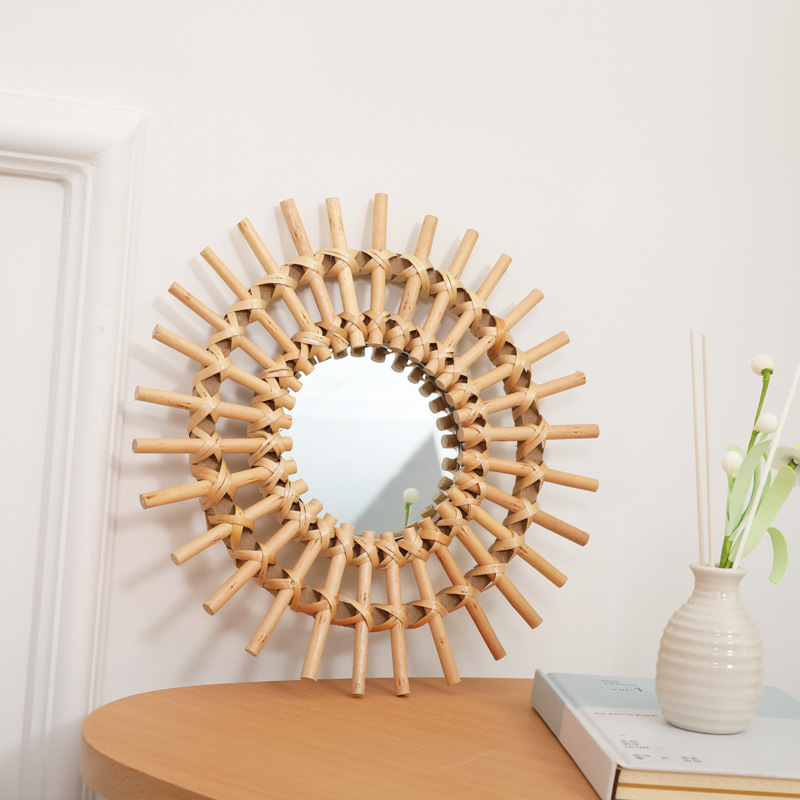 Cermin Dinding Rotan Boho, Sen - Rattan Mirror Round ulasan dan harga