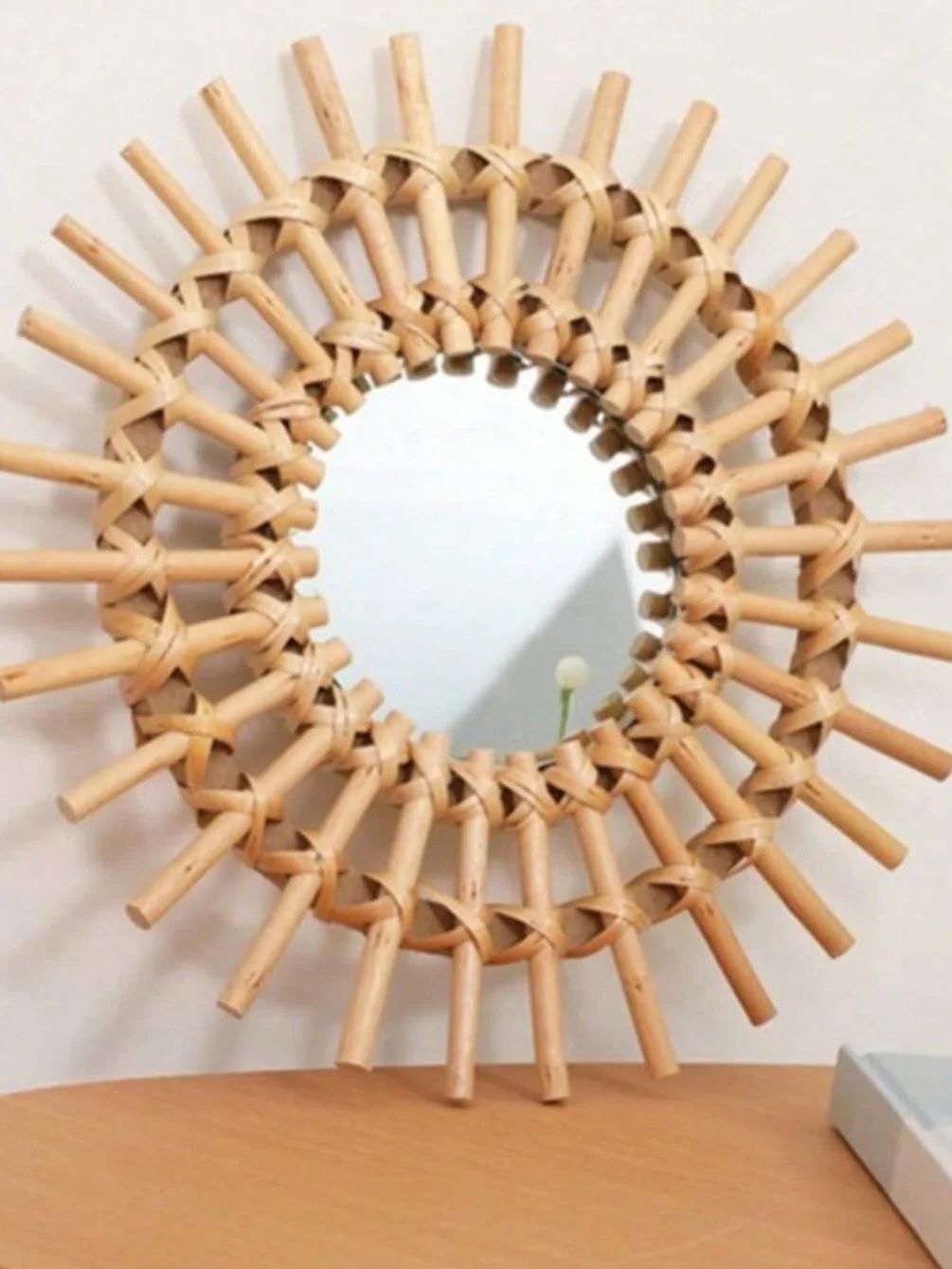 Cermin Dinding Rotan Boho, Sen - Rattan Mirror Round ulasan dan harga