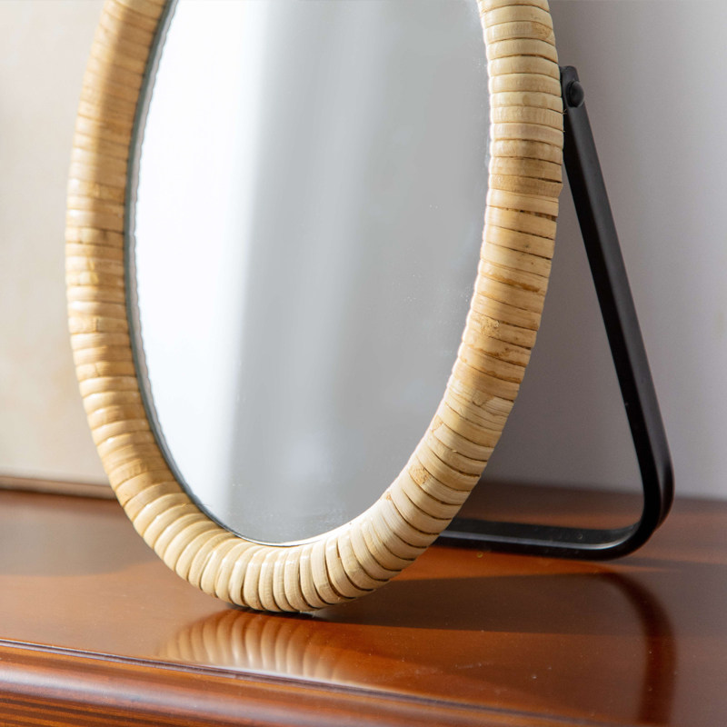 Meja rias rotan dengan cermin  - Rattan Mirror Round ulasan dan harga