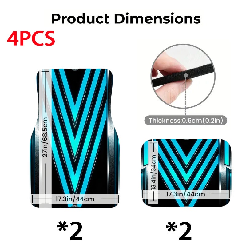 5pcs Karpet Mobil, Pola Biru F - Interior Design Tech ulasan dan harga