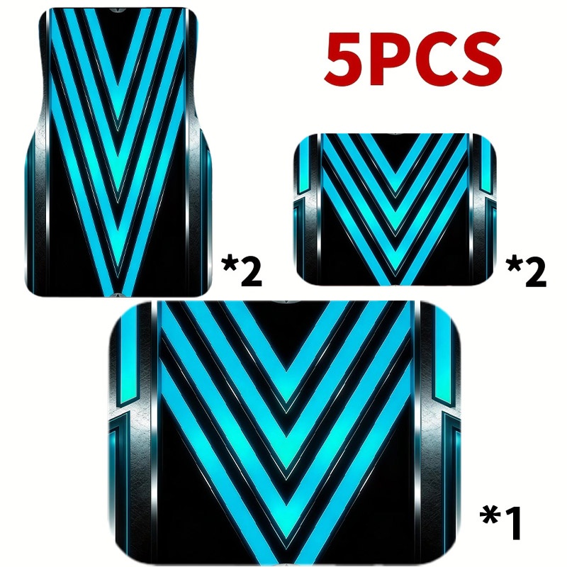 5pcs Karpet Mobil, Pola Biru F - Interior Design Tech ulasan dan harga
