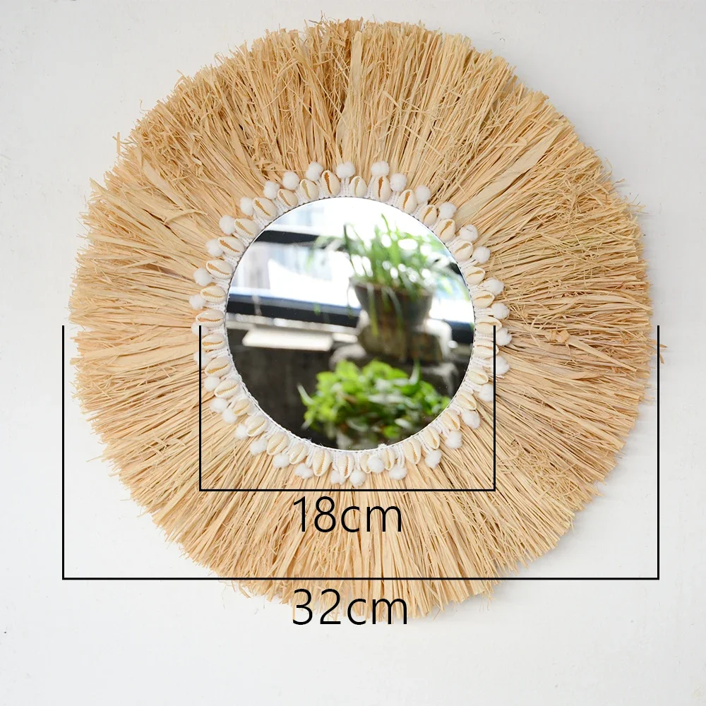 Boho cermin dinding dekoratif  - Rattan Mirror Round ulasan dan harga
